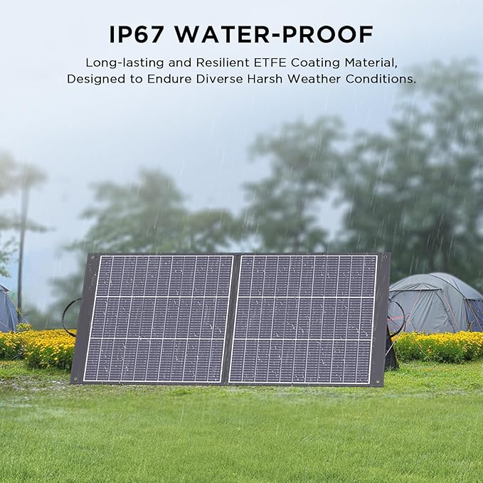 N-Type 16BB 100 Watt Portable Solar Panel for Power Station,RV Essentials, Ultralight Foldable Solar Charger with 25% High Efficiency IP67 Waterproof 2 Kickstands for Camping RV Trip
