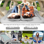 ISWEES Car Bed SUV Air Mattress, Car Air Mattress with Home Power Adapter, Electric Pump, 2 Inflatable Pillows and 2 Footrests for Back Seat, Side Seat,Trunk Sleeping, Thickened Camping Bed - Grey