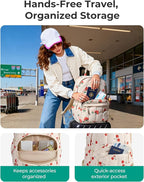 BAGSMART Womens Backpack Small Travel Laptop Backpack for Women, Quilted College Laptop Bookbag, Work Back Pack for Women, Cute Computer Water-Resistant Casual Daypack,Cherry Print