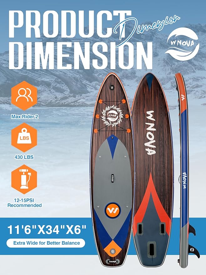 11'6"x35" Extra Wide Stand Up Paddle Board Inflatable for All Levels, 430LBS Capacity SUP Paddleboard with Complete Accessories, Double Acton Pump, Blow Up Paddle Board for Family