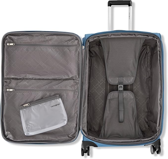 Samsonite Soft-Sided 29-Inch Lightweight Large Checked Expandable Element Suitcase: Durable, 360° Spinner Wheels, Adjustable Telescopic Handle, 2 Front & 1 Side Pocket- Captains Blue