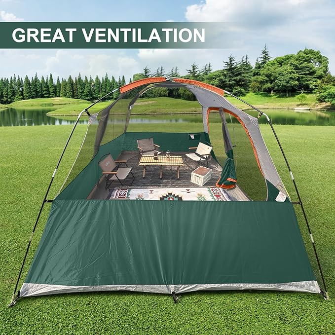 CAMPROS CP Tent 8 Person Camping Tents, Waterproof Windproof Family Tent with Top Rainfly, Large Mesh Windows, Double Layer, Easy Set Up, Portable with Carry Bag, for All Seasons