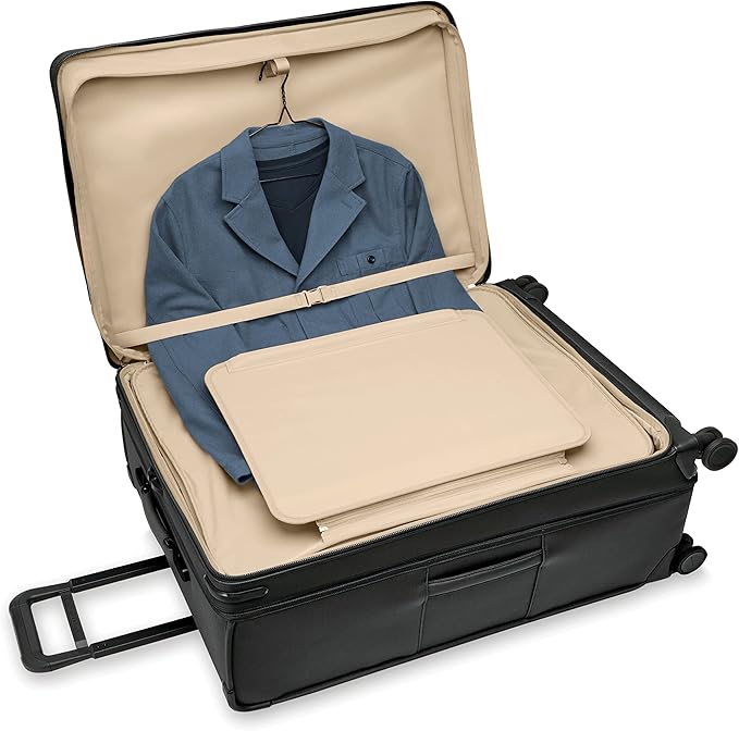 Briggs & Riley 31" Extra Large Expandable Spinner - Checked Luggage for Travel, Suitcases with Wheels, Softside Rolling Bag for Men & Women, Self-Repairing Zipper - Baseline Collection, Black