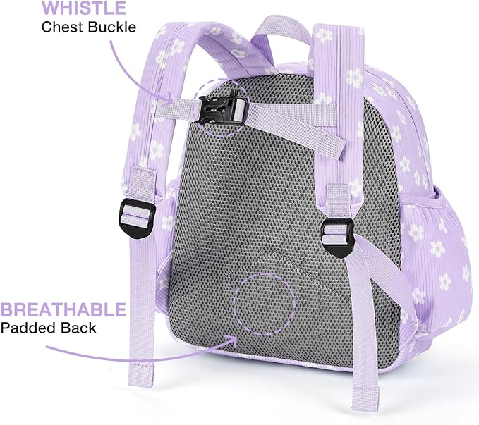 STEAMEDBUN Corduroy Kids Backpack for Girls and Boys 5-8: Girls Backpack for Elementary Kindergarten - 15 inch Cute Backpacks for Kids - Floral