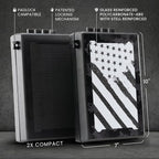 STOPBOX Gun Safe Alternative - Tactical Handgun Storage, Instant Access Portable Gun Case, TSA Compliant Gun Lock Box for Quick Handgun Access| FLAG CAMO + BLACK (2 Pack) | Compact Only