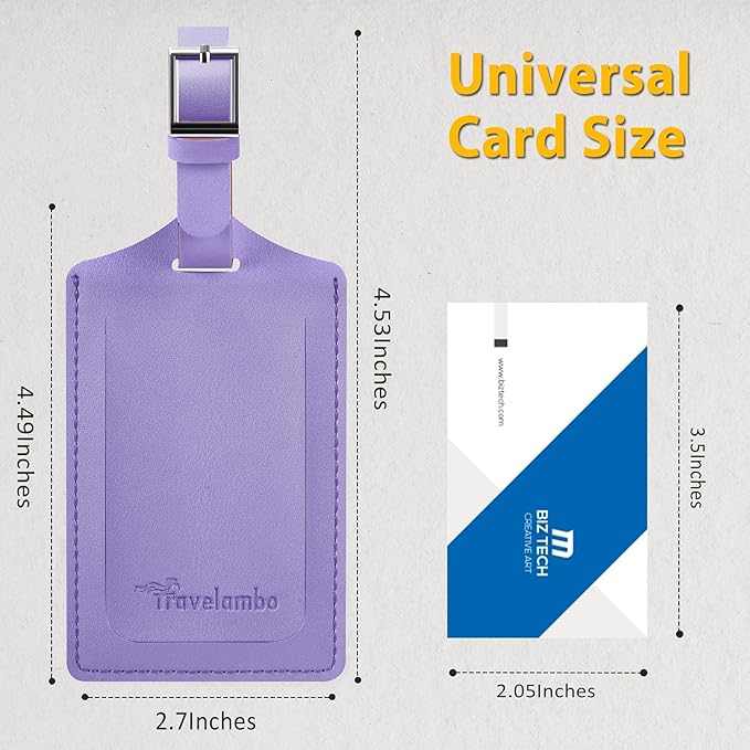 Travelambo 26 Pack Luggage Tags for Suitcases Privacy Protection Bag Tags Faux Leather Travel Accessories Essential, Classic Purple