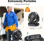 40000mAh Rechargeable Camping Fan, Battery Operated Fan with Light & Remote, 12" Portable Outdoor Fan, Auto Oscillating Battery Powered Floor Fan for Tent RV Car Travel Jobsite Hurricane Power Outages