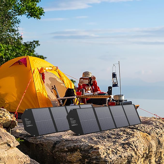 100W Portable Solar Panel for Power Station Generator, iPhone, Galaxy, Tablets, Foldable Solar Charger with USB QC 3.0/USB C/18V DC, IPX4 Waterproof Solar Panels for Camping Outdoor Van RV Trip