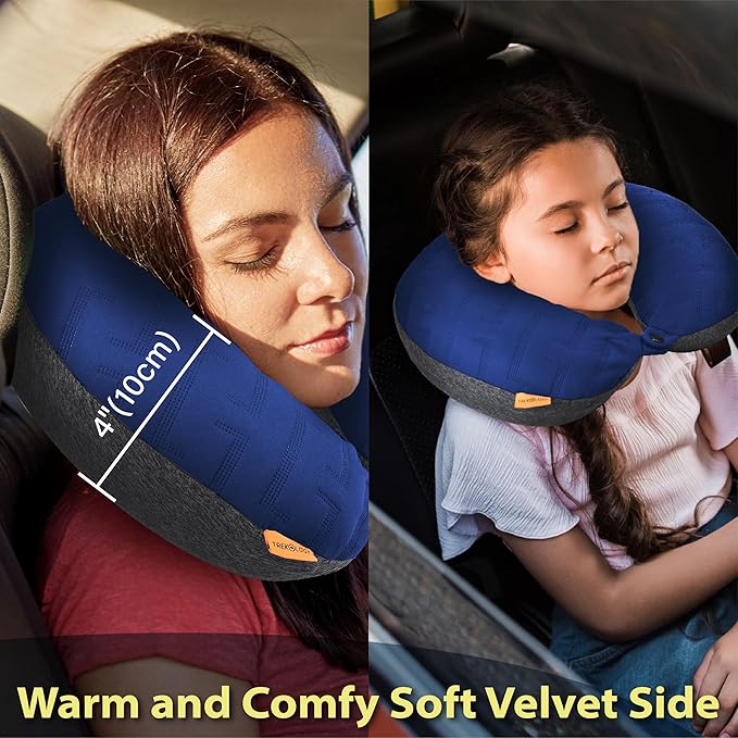 TREKOLOGY Travel Neck Pillow for Plane - Premium Airplane Neck Pillow for Sleeping - Ultimate Neck Support for Long Flights - Best Rated Travel Pillow, Comfortable Neck Rest for Airplane & Travel