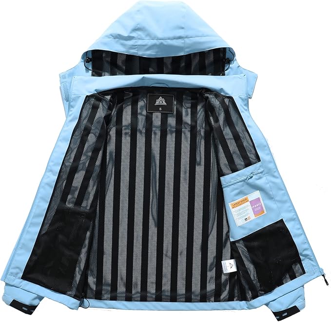 MOERDENG Women's Waterproof Rain Jacket Lightweight Raincoat Hooded Hiking Jacket Softshell Windbreaker