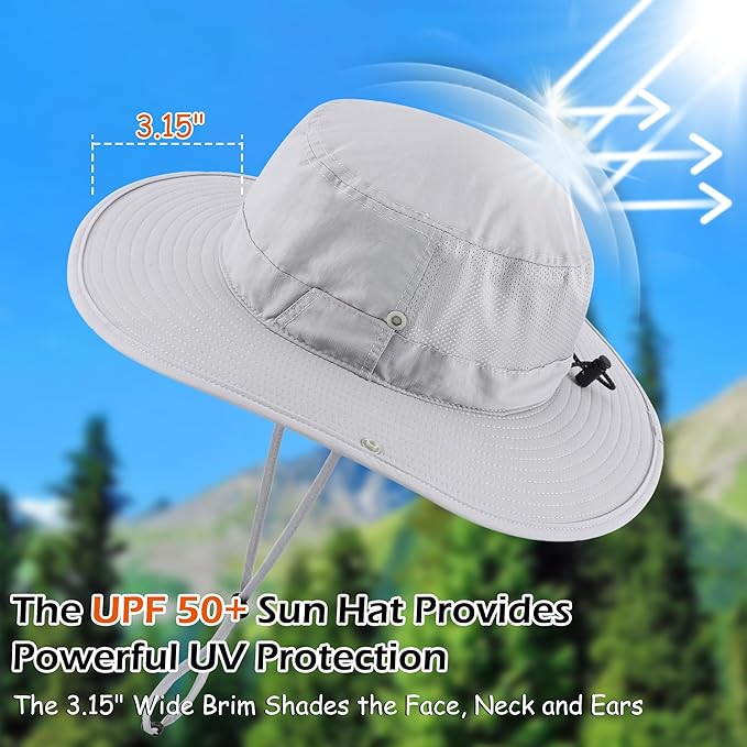Connectyle Men's Sun Hat UPF 50+ Wide Brim Bucket Hats for Fishing Hiking Gardening Adjustable Boonie Hat Outdoor Safari Hats