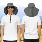 SUN CUBE Wide Brim Sun Hat with Neck Flap, UPF50+ Hiking Safari Fishing Hat for Men Women, Sun Protection Beach Hat