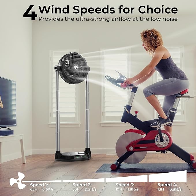 PANERGY Portable Battery Fan for Outdoors-40000mAh Rechargeable Battery, 4-Speed Fan,34.6" Height Adjustable,180° Pivoting Head & Dual Extendable rod for Camping/Beach/Patio/Jobsite/Workshop