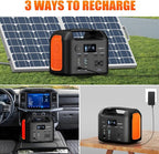 Portable Power Station, 300W (600W Peak) 299Wh LiFePO4 Solar Generator Pure Sine Wave 110V AC Car Outlets PD 60W QC3.0 Backup Power Supply Bank for CPAP Outdoor RV Camping Emergency Home Use