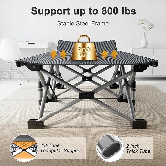 ABORON Camping Cot for Adult 28" Extra Wide, Heavy-Duty 1200D Oxford Cot for Sleeping, Portable Folding Camp Bed with Mat & Carry Bag