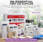 20 Person OSHA Compliant First Aid Kit for Businesses, Vehicles, Trucks, Construction Site - Type III, ANSI Class A Emergency Kit - 136 Piece Essential First Aid Supplies