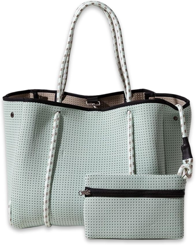 POPUPS Large Neoprene Tote Bag for Women – Stylish Work, Beach, Travel Bag with Pockets, Rope Handles with Zipper Pouch