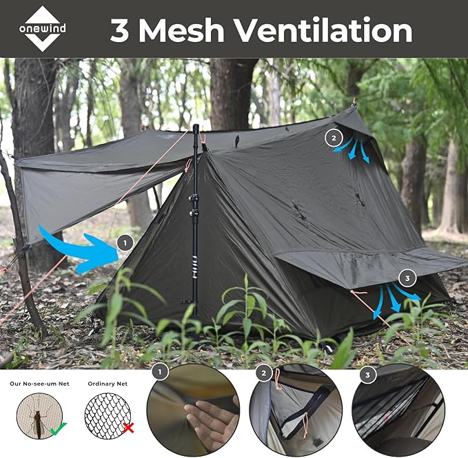 onewind Ultralight One Person Bivy Tent, Backpacking Tent for Single Person Waterproof Silnylon Lightweight for Camping Backpacking Hiking, NO Trekking Pole