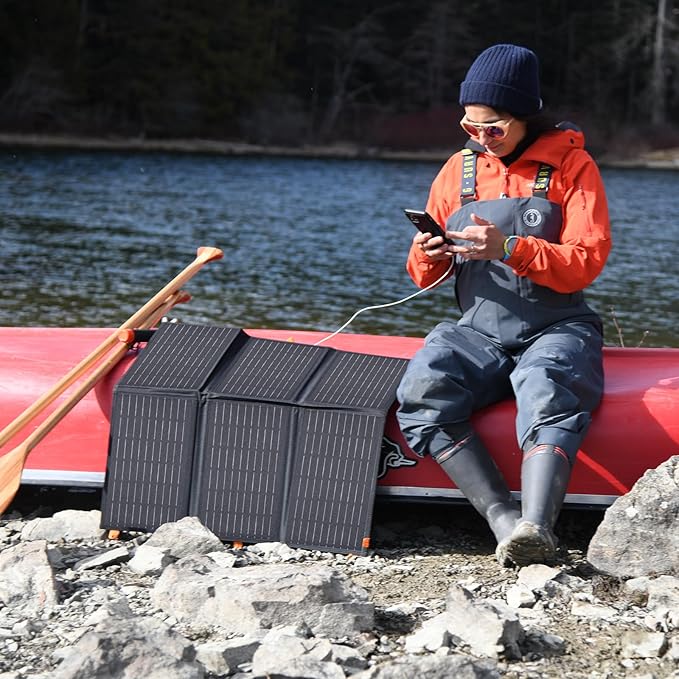 [Upgraded] FlexSolar 60W Portable Solar Panels Chargers QC3.0 USB-A USB-C DC5521 8mm Output Foldable IP65 Waterproof Power Emergency Camping for Small Power Station Generator Tablets Battery Packs