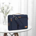 MOSISO 360 Protective Laptop Shoulder Bag,13-13.3 inch Computer Bag Compatible with MacBook Pro 14, HP, Dell, Lenovo, Asus Notebook,Side Open Messenger Bag with 4 Zipper Pockets&Handle, Navy Blue