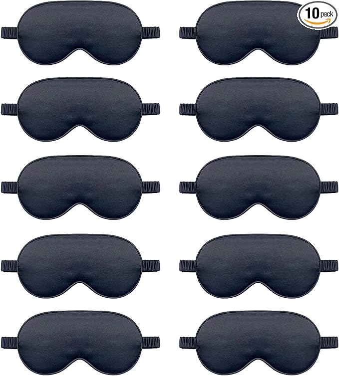 10 Pack Sleep Mask,Silk Eye Mask,for Night Sleeping,Office, Travel,Party Games,Suitablefor Men/Women (Black)
