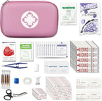 277PCS Compact Emergency First Aid Kit for Car Business Travel Size Backpacking Gear Bag Camping Essentials Survival Kit Supplies for Road Trips, Hiking, Outdoor Play Pink AMORNING