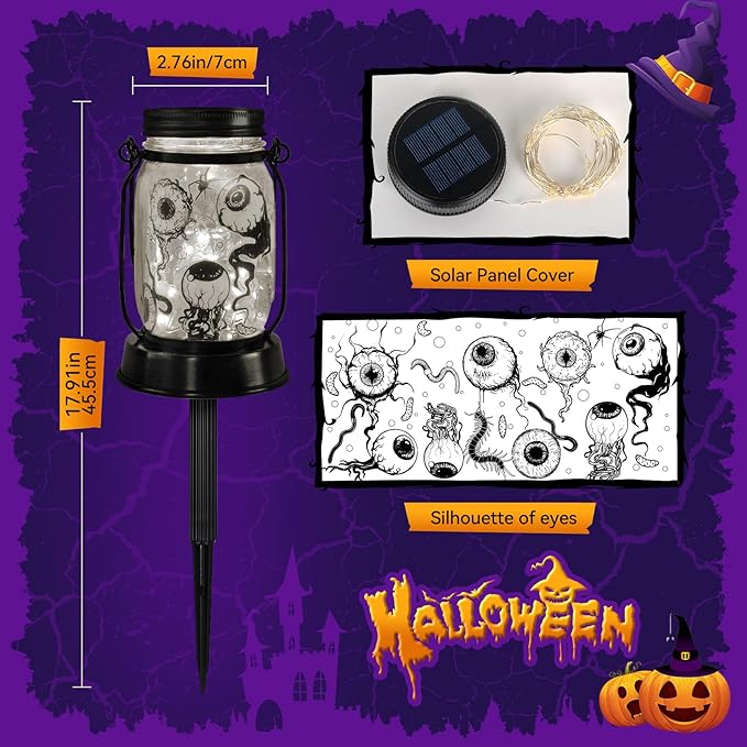 Halloween Decorations Halloween Decor Eyeballs Solar Lanterns Eyeball Decorations Outdoor Lights Solar Garden for Yard, Patio,Backyard,Porch Torches Light