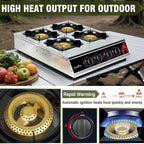 BESTFIRE 4 Burner Propane Gas Stove 40,000 BTU Stainless Steel Cooktop with Enamel Pan Support, Electronic Ignition, Regulator & Hose Included, Portable Gas Stove for Camping, Outdoor Cooking, BBQ