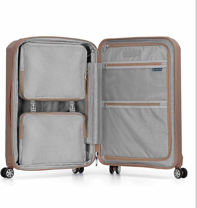 Traveler's Choice Pagosa Hardshell Expandable Luggage with Spinner Wheels, Latte Beige, 2-Piece Set (22/26)