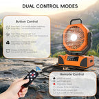 20000mAh Solar Camping Fan, Portable Rechargeable Battery & Solar Powered Fan with 7W Solar Panel, Remote Control, Auto Oscillating, LED Display, Light, Timer for Outdoor Camp, Beach, Travel Tent