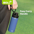 Insulated Water Bottle-18 oz Stainless Steel Vacuum Wide Mouth Sports Water Bottle with Silicone Boot-Reusable Metal Leak Proof Travel Water Flask for School (Royal Blue)