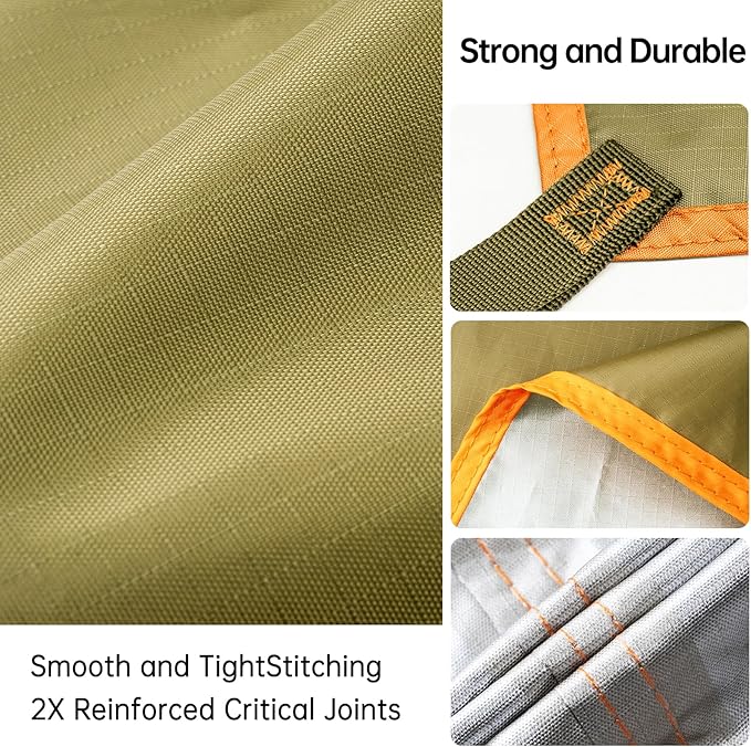 FREE SOLDIER Camping Tarp Waterproof Portable Multifunctional Outdoor Camping Traveling Awning Backpacking Shelter Rain Tarp (Greenish Brown 6 Loop 10×12ft)