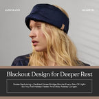 Lunya Sleep Mask with Box - Washable Silk Sleeping Mask and Headband for Beauty Routines - Thermoregulating Comfort for Restful Nights - Silk Eye Mask for Women - Large - Deep Blue