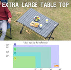 PORTAL Folding Outdoor Camping Table with Adjustable Height, Aluminum Roll-Up Top and Carry Bag, Big Large Portable Tables for Picnic, BBQ and Tailgating, Dark Gray