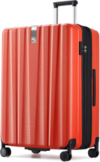 Hanke 29 Inch Expandable Checked Luggage Lightweight PC Hard Shell Luggage Suitcases with Wheels Tsa Luggage Rolling Large Suitcase Travel Luggage Bag for Study Abroad(Orange)