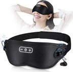 White Noise Sleep Mask, Breathable 3D Soft Eye Mask with Earplugs for Side Sleepers, Blackout 3D Contoured Eye Cover with Adjustable Strap for Women Men, no Bluetooth, no APP(Black)