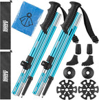 AISUNOURDOOR Lightweight Adjustable Trekking Poles, Aluminum Collapsible Travel Hiking or Walking Sticks for Women Children, with One Disposable Raincoat