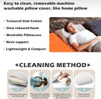 Memory Foam Camping Pillow - Lightweight & Portable Small Travel Pillow for Airplane & Train Travel, Camping, Backpacking, Removable Washable Cover, Easy to Clean, Includes Storage Bag