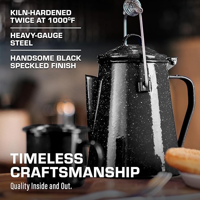 COLETTI Classic Camping Kettle - Tea and Camp Kettle, NO Aluminum or Plastic, Ideal for Boiling Water (Black)