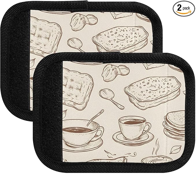 Breakfast Time Luggage Handle Wrap for Suitcase Luggage Tags Handle Covers Identifiers Soft Decorations Travel Accessories 2 Pack