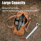 Tent Stakes Bag-Double Layer Thickened,Tent Pole Pegs Bag,Tent Camping Accessories Storage Bag,Canvas Tool Bag Organizer with Zipper for Outdoor,Hiking,(Brown35CM)