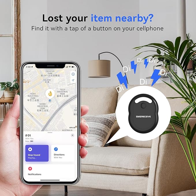 Air Tracker Tag-1 Pack [Apple MFI Certified], Smart Bluetooth Tracker Works with Apple Find My APP (iOS Only, Not for Android), Key Finder and Item Locator Smart Tag for Keys, Luggage, Backpack(Black)