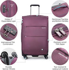Hanke 24 Inch Expandable Luggage Large Suitcases with Wheels Softside Checked Luggage Rolling Suitcase with Lock Lightweight Travel Luggage for Men and Women 24 Inch Luggage.(Purple)