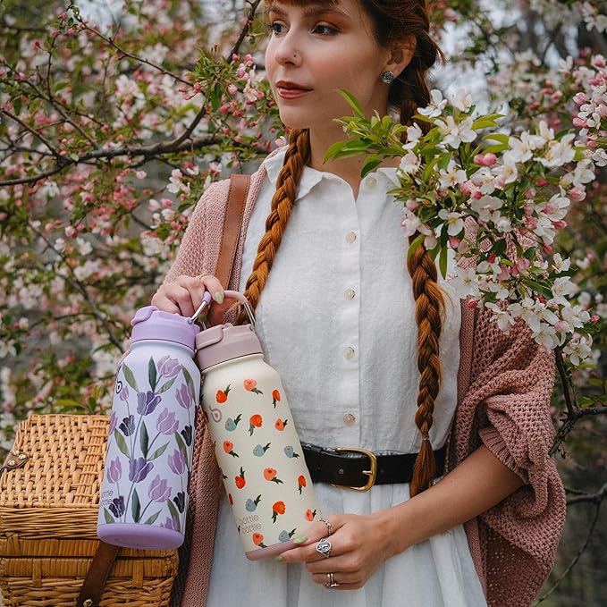 BOTTLE BOTTLE 32oz Insulated Water Bottle Stainless Steel Sport Water Bottle with Straw Dual-use Lid Design for Gym with Pill Box