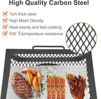 Odoland Folding Campfire Grill, Heavy Duty Steel Mesh Grate with Folding Legs and Storage Bag, Portable Camping Grates, Over Fire Pit Grill Rack for Outdoor Cooking and Bonfire