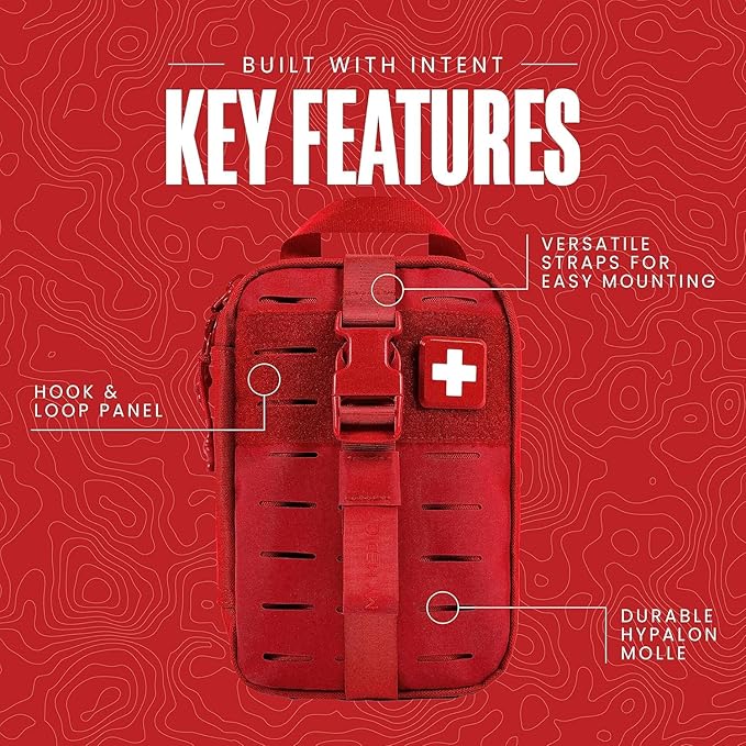 My Medic MyFak Mini First Aid Kit - Small and Lightweight for Camping Hiking and Backpacking - IFAK with 70 Items - HSA/FSA Great for Travel - Red