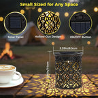 2-Pack Small Solar Outdoor Lanterns for Garden & Patio - Solar-Powered Decorative Lantern Lights Hollow-Out Design, Energy-Saving, Weather-Resistant, Auto Dusk-to-Dawn Lighting for Pathways, Yard
