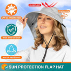 SUN CUBE Wide Brim Sun Hat with Neck Flap, UPF50+ Hiking Safari Fishing Hat for Men Women, Sun Protection Beach Hat
