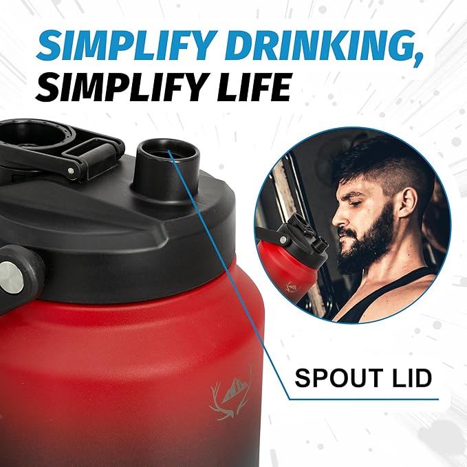 NATURE PIONEOR Insulated Water Bottles with Strap Pouch - 84 oz Stainless Steel Vacuum Bottle with Holder/Carrier/Sleeve - 18/8 Food Grade 84oz Water Jug