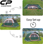 CAMPROS CP Tent 8 Person Camping Tents, Waterproof Windproof Family Tent with Top Rainfly, Large Mesh Windows, Double Layer, Easy Set Up, Portable with Carry Bag, for All Seasons